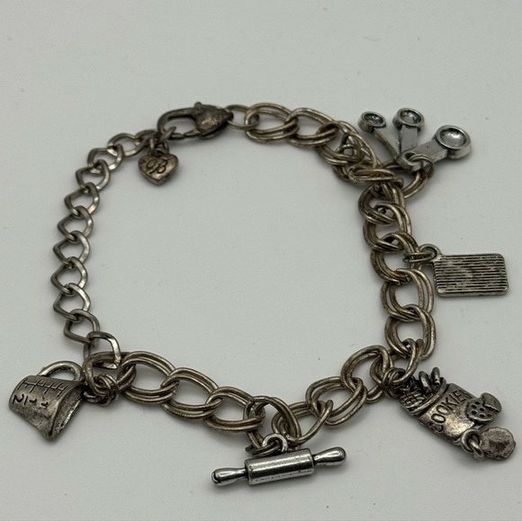Brighton Charm Silver Bracelet Baking Cooking Muffin Rolling Pin Cookies - Picture 7 of 9
